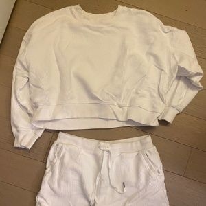 Aerie white sweatshirt and short set